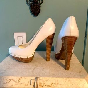 White Stiletto Pumps - Platform with studs - never worn.  Very comfortable.